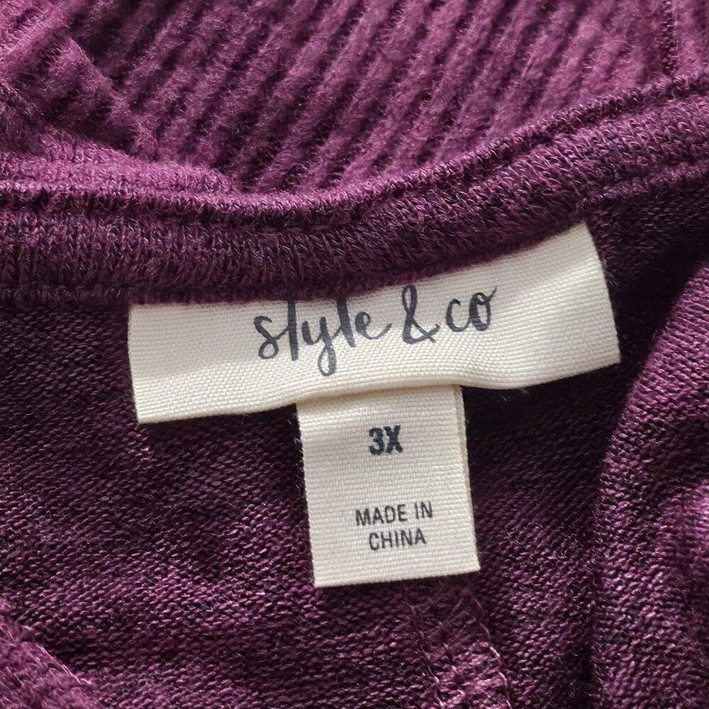 2/$50 Style & Co Womens Plus Ribbed V Neck Sweater 3X NWT - Picture 4 of 7
